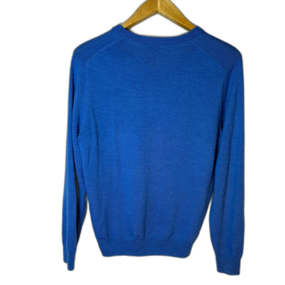 Jos. A. Bank Traveler's Collection Medium Blue Merino Wool V-Neck Sweater Size M - Picture 6 of 8